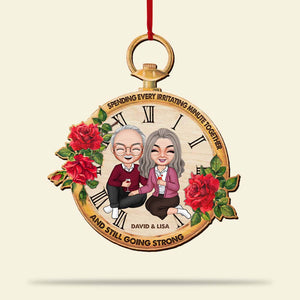 Spending Every Irritating Minute Together And Still Going Strong-Personalized Wood Ornament -Gift For Her/ Gift For Him- Old Couple Vintage Watch Wood Ornament - Ornament - GoDuckee