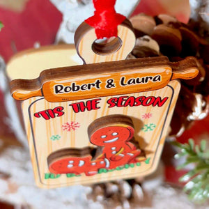 Tis The Season To The Naughty, Couple Gift, Personalized Wood Ornament, Naughty Cookie Couple Ornament, Christmas Gift - Ornament - GoDuckee