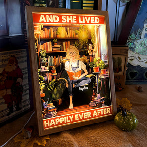 And She Lived Happily Ever After, Personalized Light Picture Frame, Gift For Book Lover TT - Poster & Canvas - GoDuckee