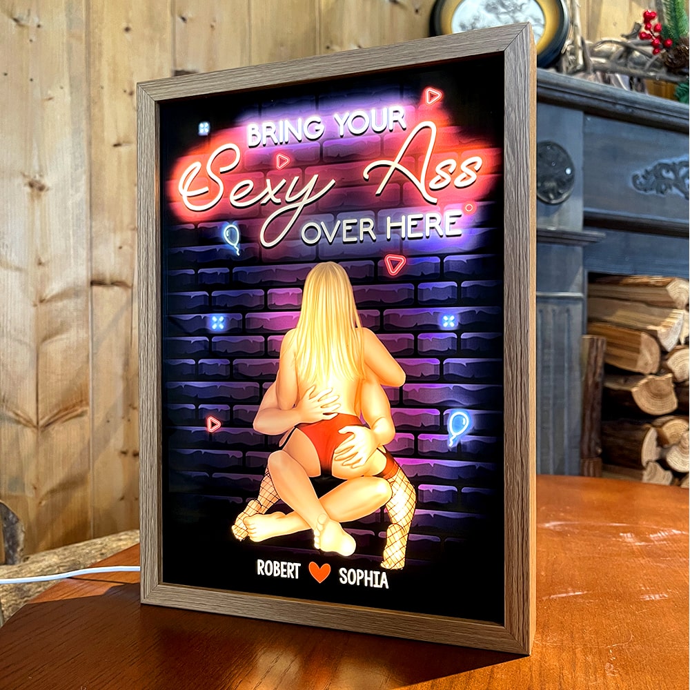 Couple, Bring Your Ass Over Here, Personalized Light Picture Frame, Chritsmas Gifts For Couple - Poster & Canvas - GoDuckee