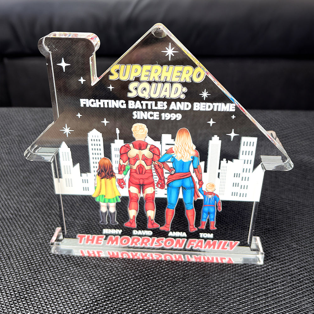 Personalized Gifts For Family Plaque Superhero Squad: Fighting Battles And Bedtime 04katn150124pa - Shaped Plaques - GoDuckee