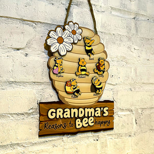 Personalized Gifts For Grandma Wood Sign Grandma's Reasons To Bee Happy 05htqn060224 - Wood Signs - GoDuckee