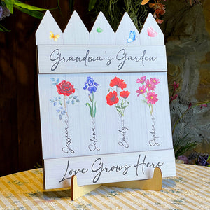 Personalized Gifts For Grandma Wood Sign Grandma Flowers Garden - Wood Signs - GoDuckee