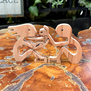 Personalized Couple With Baby Wood Puzzle, Home Decoration For Couple - Wood Sign - GoDuckee