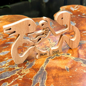 Personalized Couple With Baby Wood Puzzle, Home Decoration For Couple - Wood Sign - GoDuckee