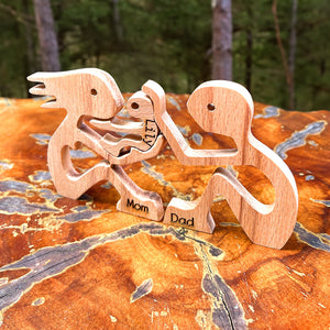 Personalized Couple With Baby Wood Puzzle, Home Decoration For Couple - Wood Sign - GoDuckee