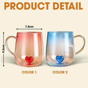 Galaxy Couple Glass Mug - Personalized Gifts For Couple 04ohti060625 - 3D Heart Glass Mug - GoDuckee
