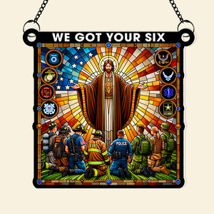 Gifts For First Responders Suncatcher Ornament, One Nation Under God 01QHQN290824 - Ornament - GoDuckee