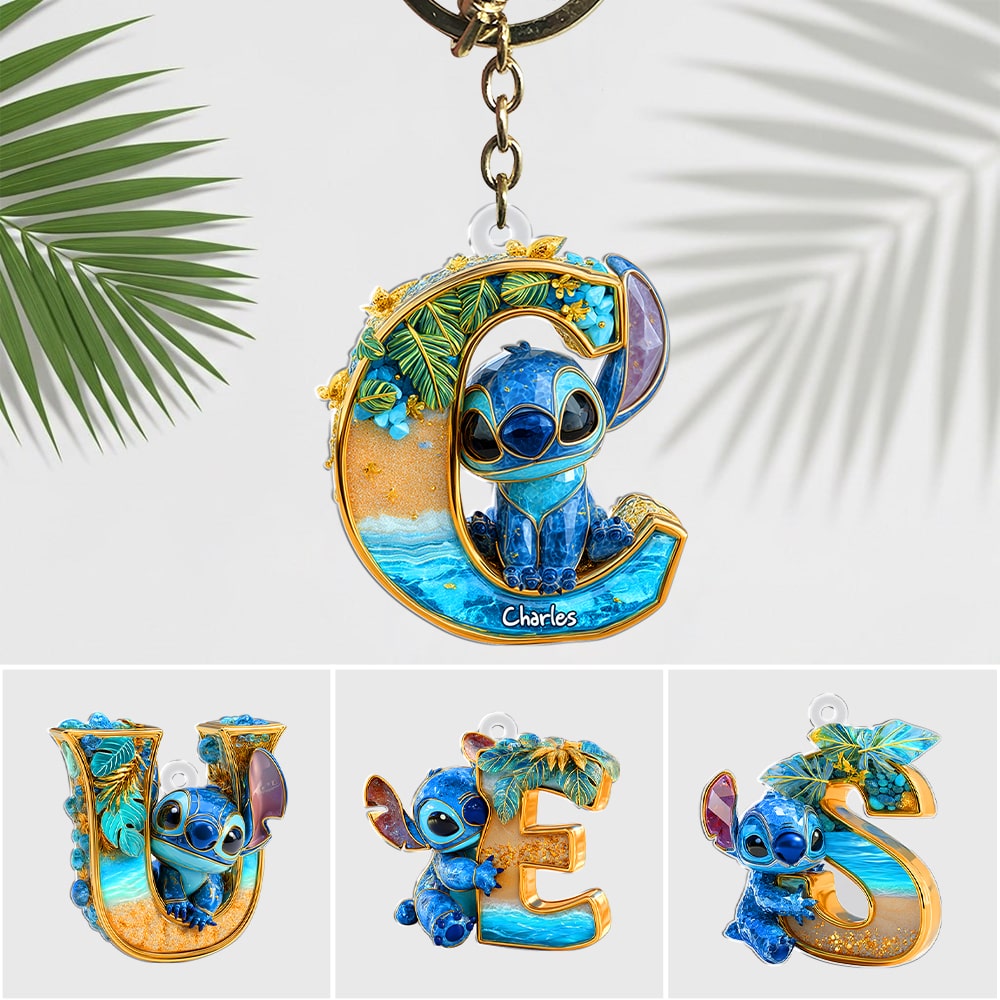 Cute Blue Monster Keychain - Custom Letter Gifts For Movie Lover 04TGLU190525 - Keychains - GoDuckee