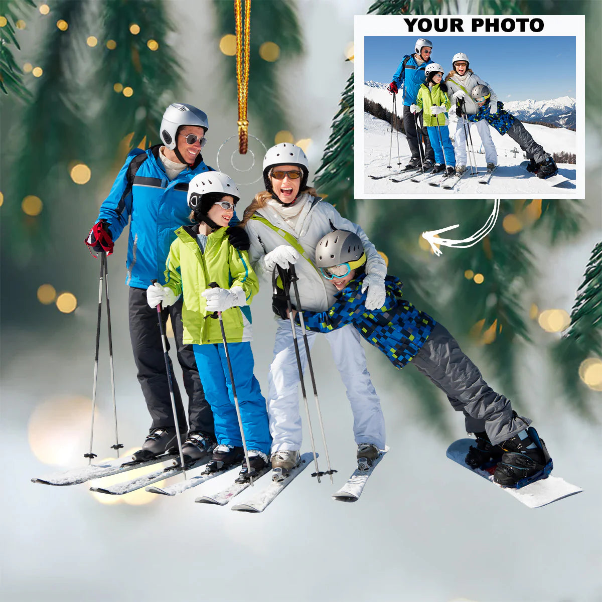 Custom Photo Gifts For Skiing Lovers, Upload Skiing Photo Christmas Ornament 28pgvp140924 - Ornament - GoDuckee