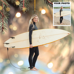 Custom Photo Gifts For Surfing Lovers, Upload Surfing Photo Christmas Ornament 40pgvp140924 - Ornament - GoDuckee