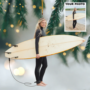 Custom Photo Gifts For Surfing Lovers, Upload Surfing Photo Christmas Ornament 40pgvp140924 - Ornament - GoDuckee