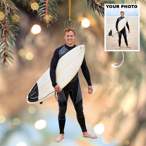 Custom Photo Gifts For Surfing Lovers, Upload Surfing Photo Christmas Ornament 40pgvp140924 - Ornament - GoDuckee