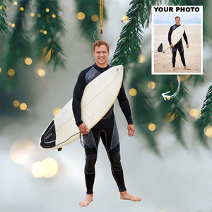 Custom Photo Gifts For Surfing Lovers, Upload Surfing Photo Christmas Ornament 40pgvp140924 - Ornament - GoDuckee