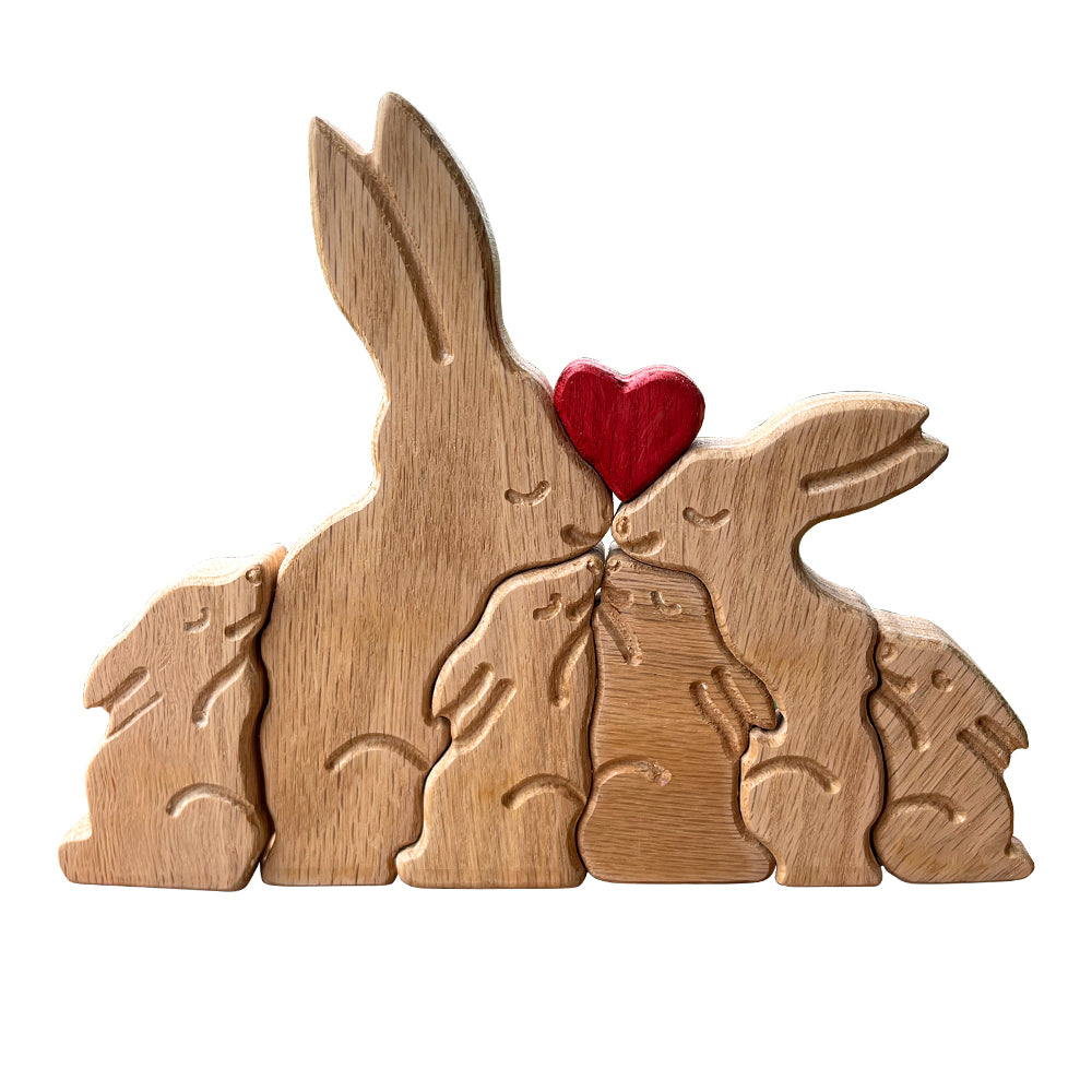 Personalized Rabbit Family Figurines, Fathers Day Gift Wooden Cuddling  Animal Family Puzzle, Happy Easter Bunny Kids Gift Rabbit Toy 