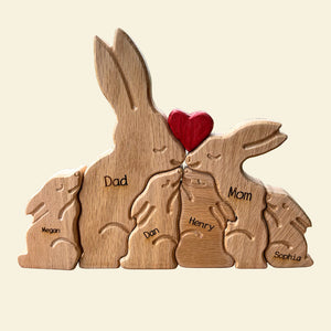 Personalized Rabbit Family Wooden Art Puzzle, Gift For Family 07ACHU310723 - Wood Sign - GoDuckee