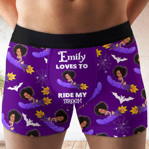 Custom Photo Gifts For Halloween Men's Boxers Loves To Ride My Broom 01xqdc050824 - Boxer Briefs - GoDuckee