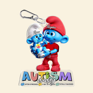 Personalized Gifts For Autism Dad Keychain Daddy Holding Her Baby 051TGLU220225 - Keychains - GoDuckee