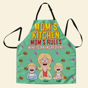 Personalized Gifts For Mom Aprons Mom's Rules 01XQLU030325HG - Aprons - GoDuckee