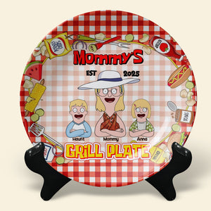 Personalized Gift For Mom Ceramic Round Plate, Mommy's Grill Plate 04XQLU220325HG - Ceramic Round Plate - GoDuckee