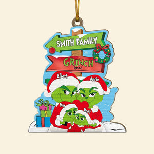 Personalized Gifts For Family, Green Monsters Family Wood Ornament Christmas 04XQLU291024 - Ornament - GoDuckee