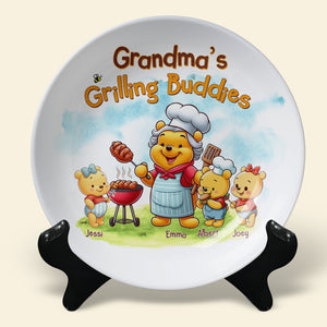 Personalized Gifts For Grandma Round Plate Grilling Buddies 02OHLU140325 - Ceramic Round Plate - GoDuckee