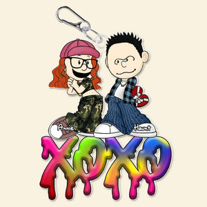 Personalized Gifts For Couples Keychain Y2K Style Cartoon Couple 04XQLU040125HG - Keychains - GoDuckee
