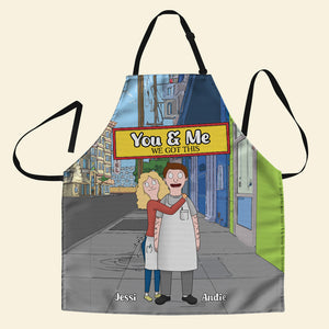 Personalized Gifts For Couple Apron Cartoon Lover 05XQLU251224HG - Aprons - GoDuckee