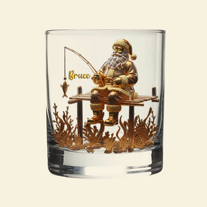 Santa’s Fishing Time Drinking Glass - Personalized Gift For Fishing Lovers 01PALU211025 - Whiskey Glass - GoDuckee