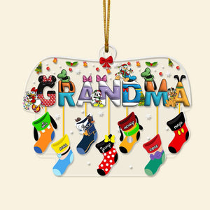 Personalized Gifts For Grandma Cartoon Socks Christmas Acrylic Ornament 04XQLU071124 - Ornament - GoDuckee