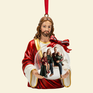 Custom Photo Jesus Ornament - Personalized Gifts For Christian Christmas Ornament 02PGLU031125 - Ornament - GoDuckee