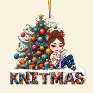 Personalized Gifts For Knitting Lovers Acrylic Ornament Christmas Tree Knit 02XQLU231124HH - Ornament - GoDuckee