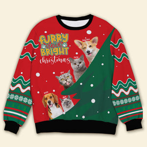 Custom Photo Gift For Pet Lover, Furry And Bright Christmas Ugly Sweater 03TOLU111024 - Ugly Christmas Sweater - GoDuckee