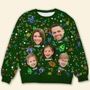 Personalized Custom Photo Christmas Gifts For Family Neon Ugly Sweater 05KALU041124 - AOP Products - GoDuckee