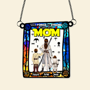Personalized Gifts For Mom Suncatcher Ornament Strong Mom & Her Little Ones 05XQLU270225HHHG - Ornament - GoDuckee