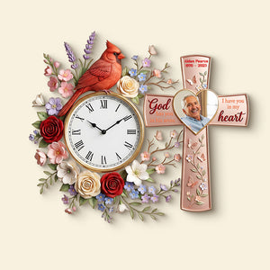 Cardinal Memorial Custom Photo Acrylic Clock - Personalized Gifts For Memorial 02kita060126 - Hanging Wall Clock - GoDuckee