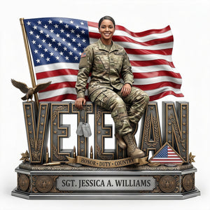 Proud Veteran Custom Photo Acrylic Plaque Tribute 03TYLU060426 - Shaped Plaques - GoDuckee