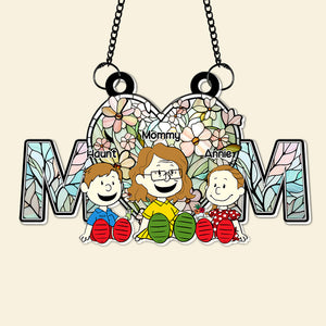 Personalized Gifts For Mom Suncatcher, Soft Vibrant Flower Hear Stained Glass Art 02QHLU270225PA - Ornament - GoDuckee