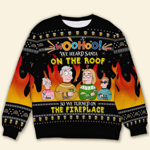 Personalized Gifts For Family Ugly Sweater, Cartoon Character Fireplace 02TGLU011124HG - AOP Products - GoDuckee