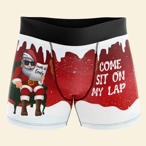 Personalized Gifts for Couple Men's Boxers, Naughty Santa Come Sit On My Lap 02todc060824 - Boxer Briefs - GoDuckee