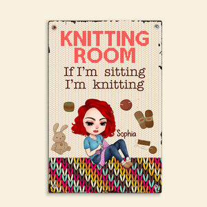 Personalized Gifts For Knitting Lovers Metal Sign Women Knitting Room 02xqdc020824hh - Metal Signs - GoDuckee