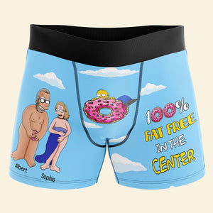 Personalized Gifts for Him, Funny Cartoon Couple 100% Fat Free Man Boxer 02TOLU150824HG - Boxer Briefs - GoDuckee