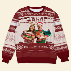 Custom Photo Gifts For Couple Christmas Ugly Sweater 01XQLU081024 - Ugly Christmas Sweater - GoDuckee