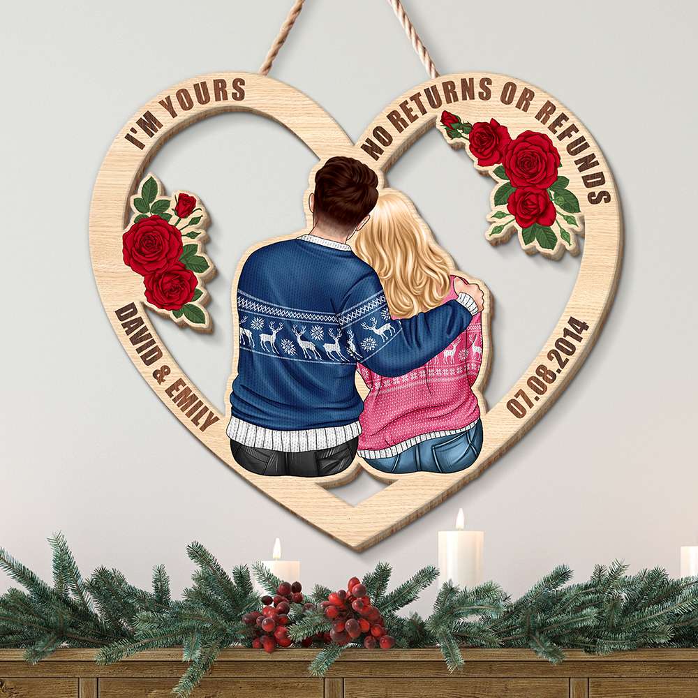 I'm Yours No Returns Or Refunds - Personalized Couple Wood Sign - Meaningful Gift For Anniversary, Valentine's Day CPL1412 - Wood Sign - GoDuckee