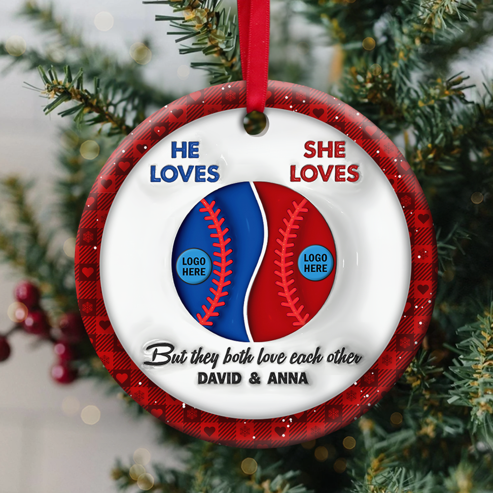 Personalized Gifts For Baseball Fans Christmas Ceramic Ornament 01HUPU041024 - Ornament - GoDuckee