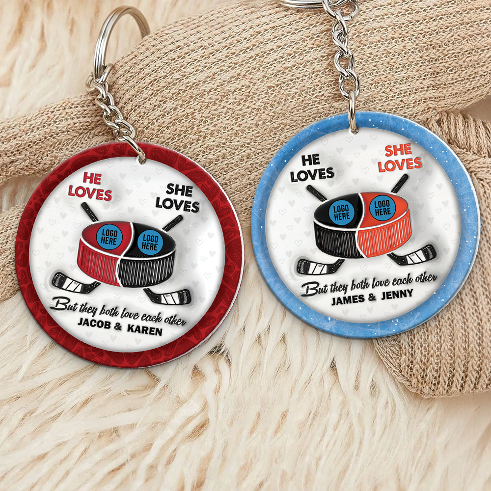 Personalized Gifts For Ice Hockey-loving Couple Keychain 01hupu240125 - Keychains - GoDuckee