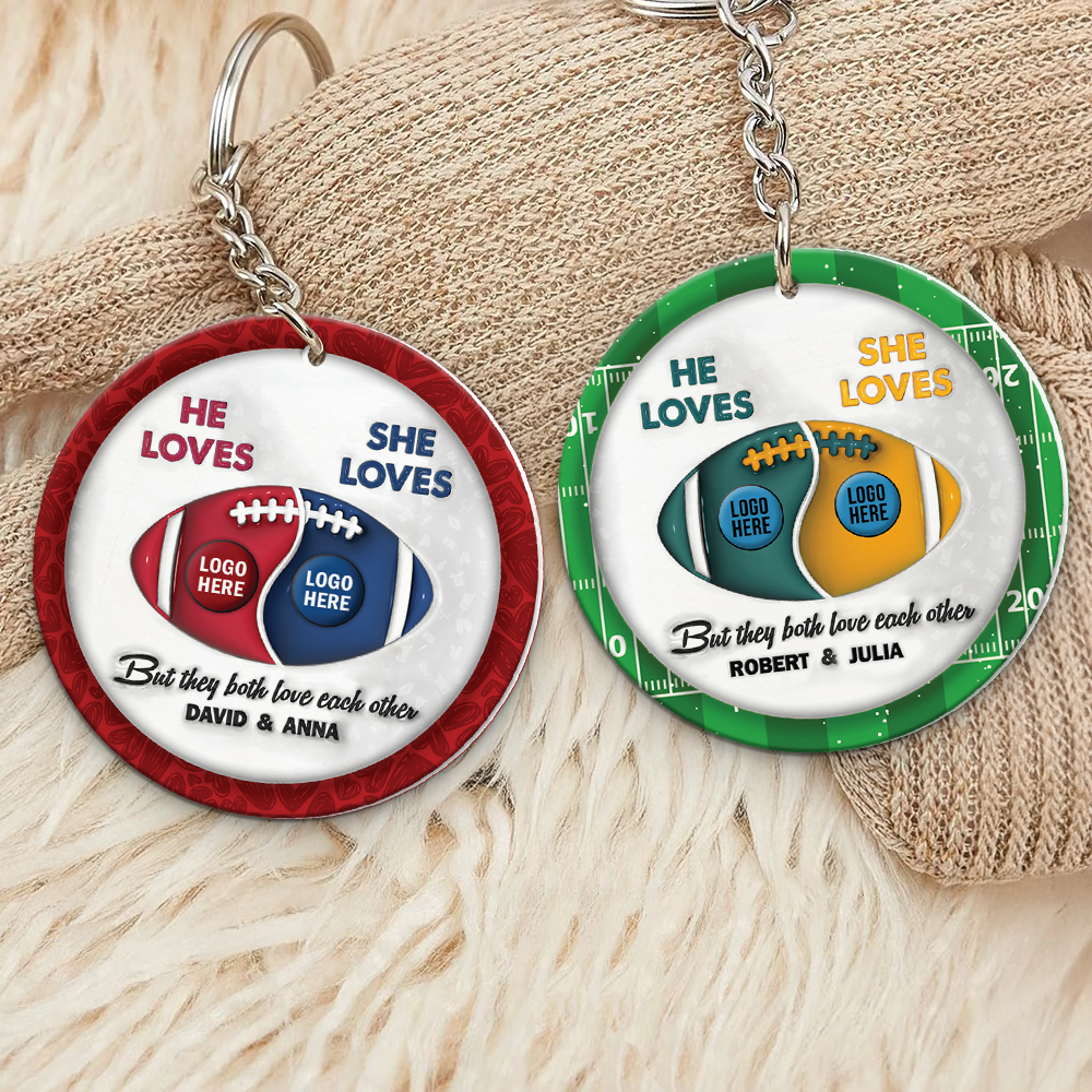 Personalized Gifts For American Football-loving Couple Keychain 05hupu230125 - Keychains - GoDuckee