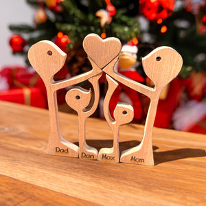 Personalized Family With Heart Wood Puzzle, Birthday Gift, Christmas Gift For Family - Wood Sign - GoDuckee