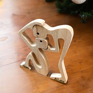 Personalized Sitting Kissing Couple Wood Puzzle, Birthday Gift, Christmas Gift For Couples - Wood Sign - GoDuckee