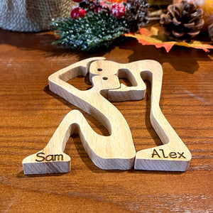 Personalized Sitting Kissing Couple Wood Puzzle, Birthday Gift, Christmas Gift For Couples - Wood Sign - GoDuckee